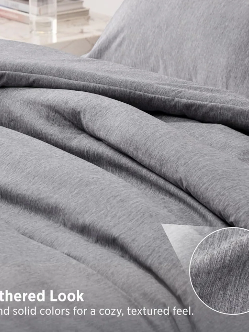 Soft Grey 3 Pcs Comforter Set - Queen Size Home Bedding NIB